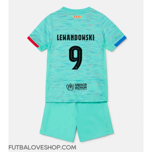 Dres Barcelona Robert Lewandowski #9 Tretina pre deti 2023-24 Krátky Rukáv (+ trenírky)
